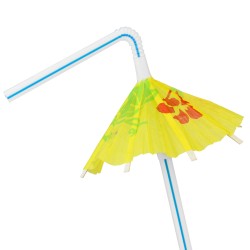 Καλαμάκια σπαστά πλαστικά με χάρτινη ομπρέλα (συσκευασία 24 τμχ)
