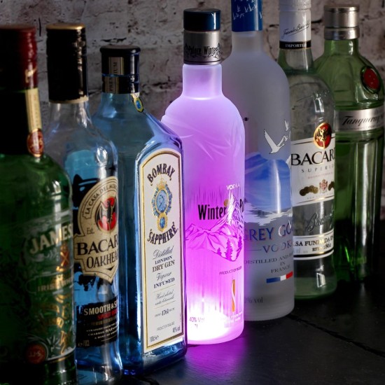 VIP LED Αυτοκόλλητα Μπουκαλιών σε μωβ χρώμα (πακέτο με 10)