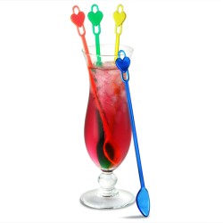 Πλαστικοί Αναδευτήρες Cocktail Καρδιές Spoon Πολύχρωμοι (συσκευασία 50τμχ)