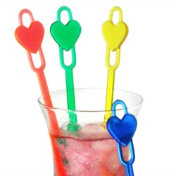 Πλαστικοί Αναδευτήρες Cocktail Καρδιές Spoon Πολύχρωμοι (συσκευασία 50τμχ)