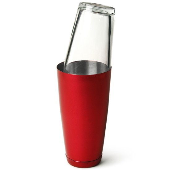 Επαγγελματικό Shaker Boston Κόκκινο από Ανοξείδωτο Ατσάλι με Ποτήρι 800ml
