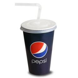Χάρτινα ποτήρια Pepsi Cola 340ml με καπάκι&καλαμάκι -Πακέτο με 100