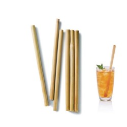 Λεία Καλαμάκια από Φυσικό Bamboo (πακέτο με 10 τεμάχια)